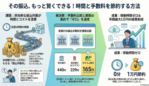 ＃004 振込にかける時間を削減！加えて振込手数料最安値を探せ！