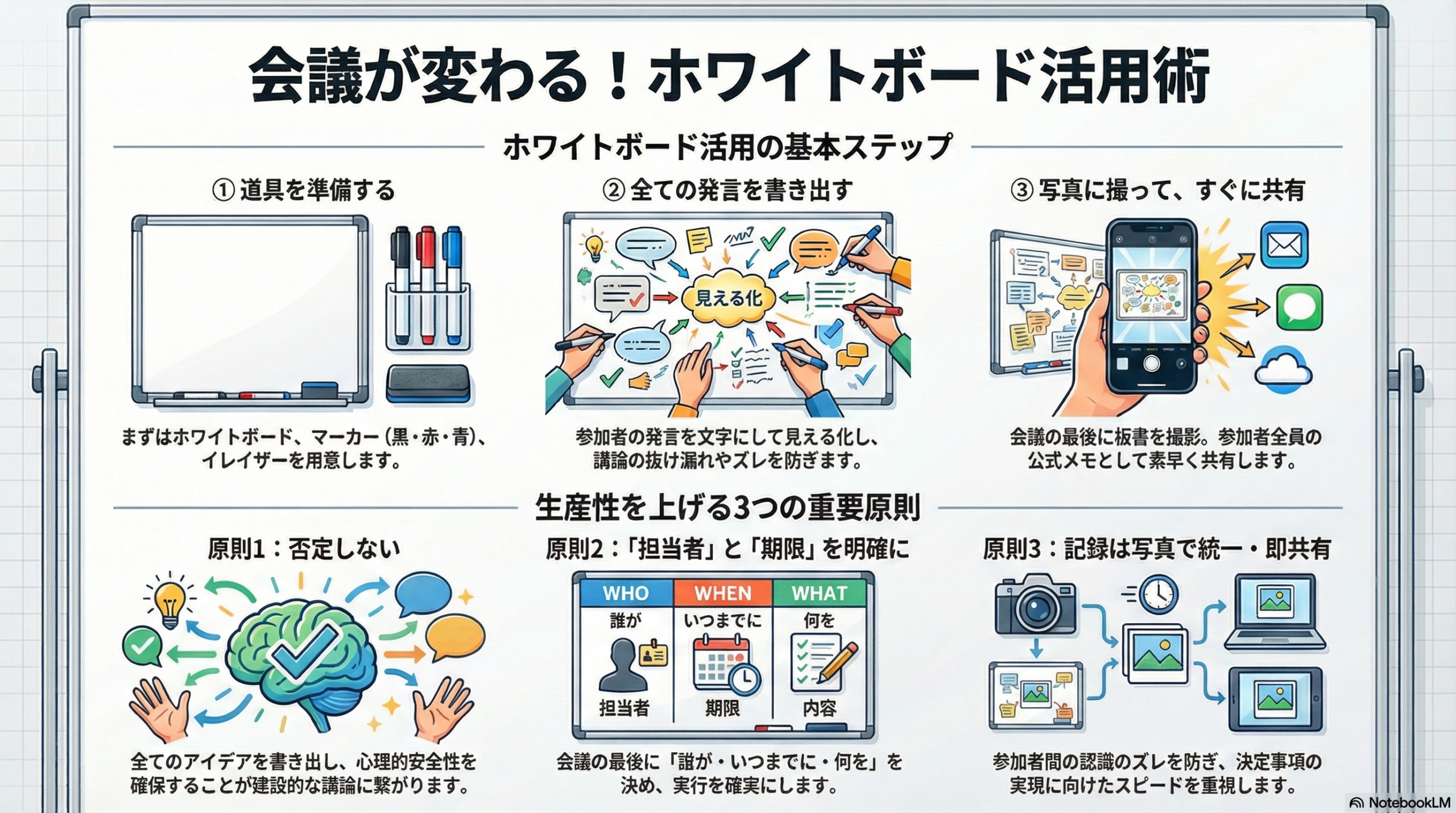 005 会議の場ではホワイトボードで板書をして生産性アップ！ | 小さな 