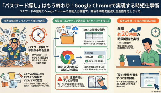 ＃037 パスワードも自動入力で作業時間短縮！整理整頓とGooglechromeの自動入力を設定する！！